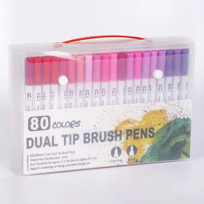 Amazon Cross-Border beliebtes wasserbasieres zweispitziges Marker-Set mit Farben, Hook-Line-Stift, Maltift mit weicher Spitze, direkter Fabrikatverkauf - 12