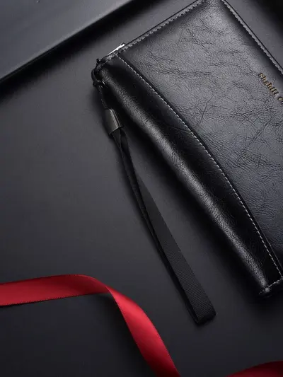Men's Long Zipper Wallet with Multiple Card Slots, Large Capacity Leather Clutch - 4
