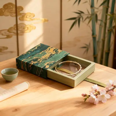 In Stock Gold-Plated Jewelry Box PE Film Storage Box Crystal Bracelet Packaging Box Drawer Suspension Box Beaded Bracelet Box - 9