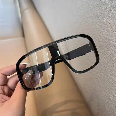 One-Piece Cycling Sunglasses for Men and Women, Windproof, Silver Frame - 12