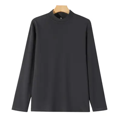 Herren-Winter-Langarmshirt, 280 g, doppelseitig Samt, Halbrollkragen, Slim Fit