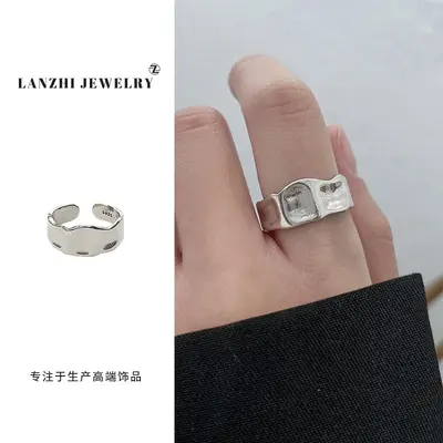 925er Silber-Offener Ring Damen elegantes Design verstellbar - 9