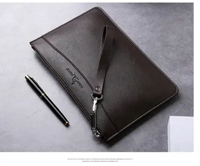 Herren-Handtasche im Karomuster, Umschlagform, mehrere Kartenfächer - 8