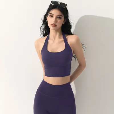 Halter Neck Backless Sports Bra and Yoga Top Set for Women - 7