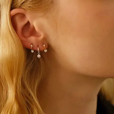 925 silver zirconia earrings, no need to remove while sleeping