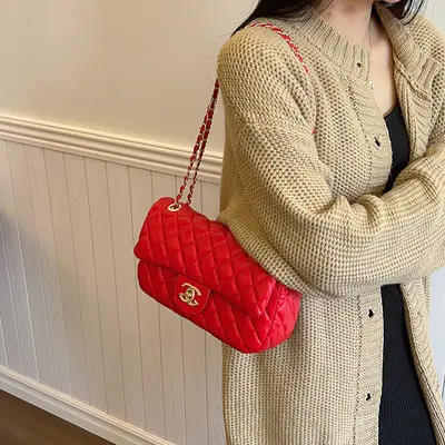 Women's Quilted Small Shoulder Bag, Single Strap Crossbody Bag - 4
