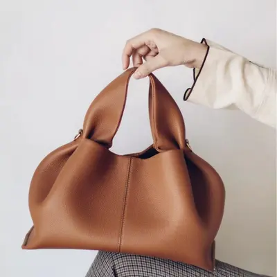 In Stock, Quick Shipping Polene Cloud Bag Genuine Leather Niche Crossbody Dumpling Bag Number Versatile Handbag Single Shoulder Bag