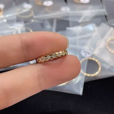 Xiangja 18k Gold plattiert Coco Rautenmuster Ring - 10