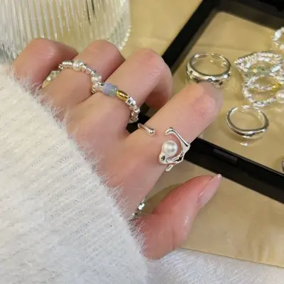 Damen-925er Silber koreanischer verstellbarer Ring, Nischendesign - 3