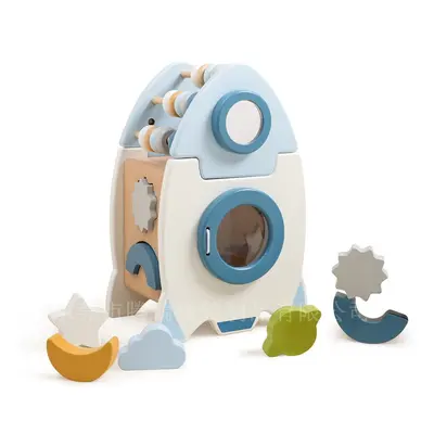 Holzraketen-5-in-1-Spielzeugset Multifunktionales Formenerkennungsspielzeug Perlenlernspielzeug Montessori Frühförderungsspielzeug für Babys - 7
