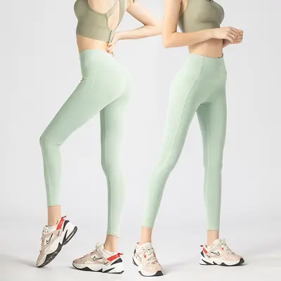 Peach Butt Yoga Leggings, High Stretch Breathable 7/8 Length with Side Pockets for Women