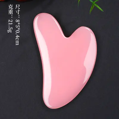 Acryl-Gesichtsmassage-Set, Rosenquarz Doppelkopf-Walzen-Massagegerät, kein Jade, herzförmiges Meridian-Beauty-Gesicht-Schaber-Set. - 9