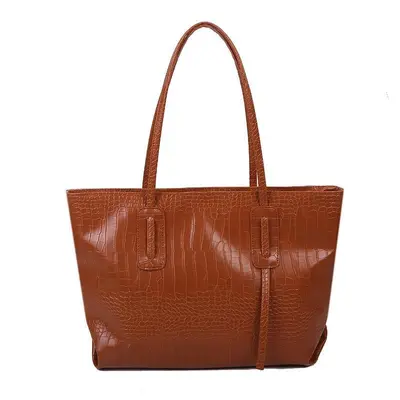 Retro Crocodile Pattern Women's Tote Bag, Large Capacity Single Shoulder Bag - 5