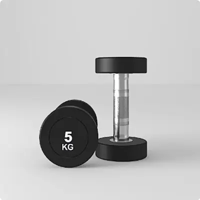 Fixed dumbbell set, rubber coated, round head, pure steel - 7