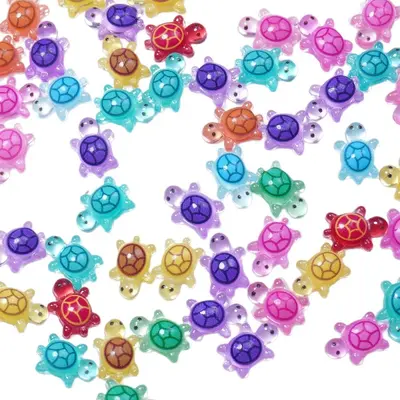 Glow-in-the-Dark Turtle Nail Charms with Resin Rhinestones, DIY Material