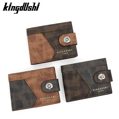 Men's Short Wallet, Magnetic Snap, Slim Leather, Coin Pocket - 2