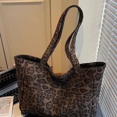Women's Leopard Print Large Capacity Tote Bag - 3