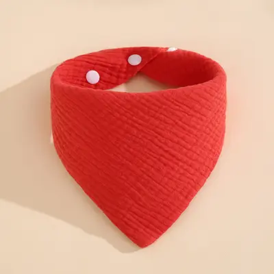 Baby Triangle Drool Bib, Four-Layer Cotton Gauze - 11