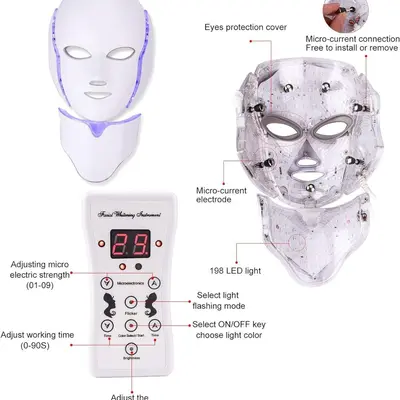 Cross-border home beauty equipment photon skin rejuvenation device LED color light spectrometer beauty device with neck mask 7-color beauty device