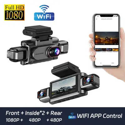2026亚马逊爆款车载DVR超清4K前后三录4录wifi手机互联行车记录仪
