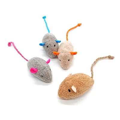 Realistic Plush Mouse Cat Toy, Chew-Resistant, with Catnip Ball - 5