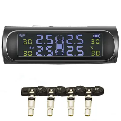 Solar TPMS Tire Pressure Monitor Wireless Tire Pressure Monitoring Tire Pressure Sensor for Vehicles - 12