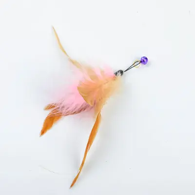 Cat Teaser Wand with Steel Wire and Replaceable Feather Head - 8