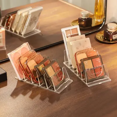 Multi-grid makeup storage box, transparent, desktop organizer