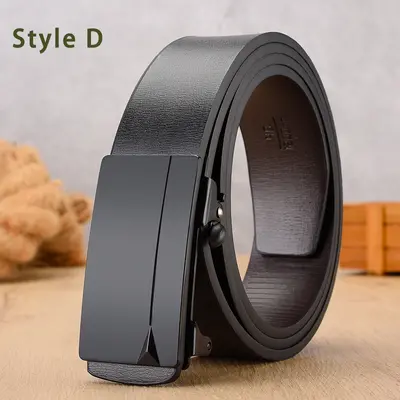 Men's classic automatic buckle belt PU leather belt smooth buckle work belt wholesale men's belt new style - 10