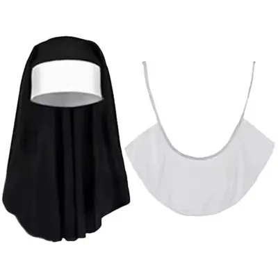 Halloween Nun Costume, Cross Print, Black and White Uniform - 11