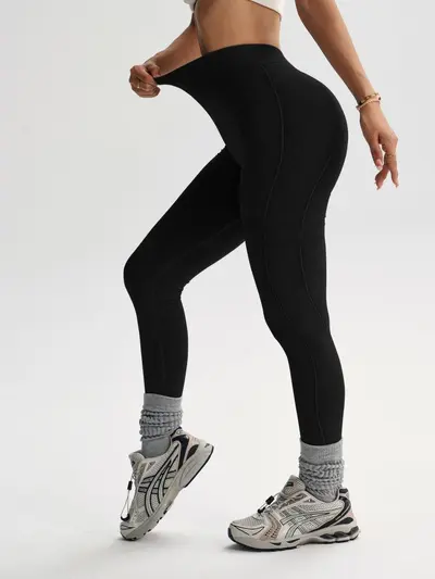 Damen-Yogahose mit V-Taille und Po-Lifting, lang - 6