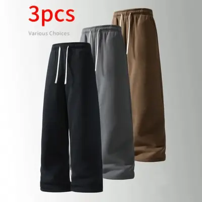 Wide-Leg Autumn-Winter Sweatpants, 3-Piece Set, Loose Fit - 13