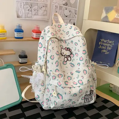 Cross-border ins casual minimalist leopard print double shoulder backpack women's junior and senior high school student travel backpack large capacity school bag - 7
