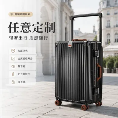 Premium Aluminum Frame Trolley Luggage Wide Handle Silent Universal Wheels Suitcase 20 inch TSA Password Lock Carry-on Travel Case - 8