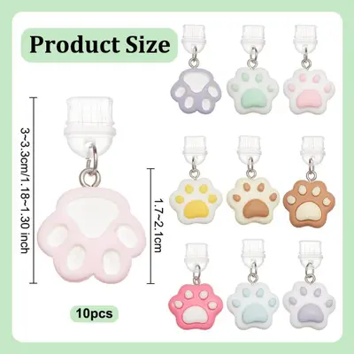 10pcs Type-C Phone Dust Plugs Set with Cute Cat Paw Pendant, USB-C Charging Port Protector