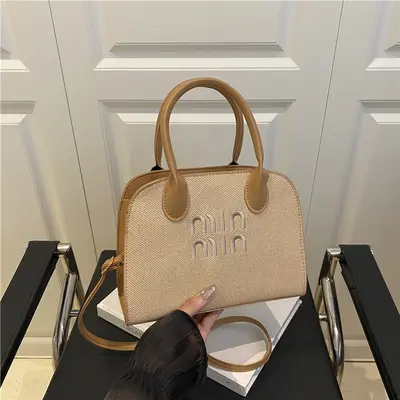 Women's Large Lettered Handbag with Shoulder and Crossbody Strap - 3