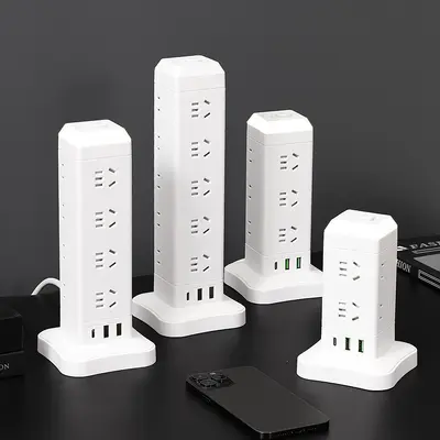 Steckdosenturm mit USB-Schnellladung, mehrere Anschlüsse, Büro und Haushalt