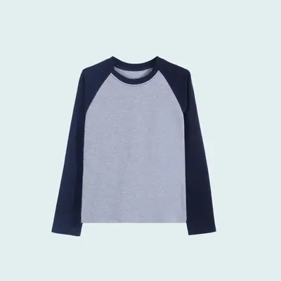 Kadın Düz Kesim Kontrast Raglan Kollu Tişört, Model 5603 - 11