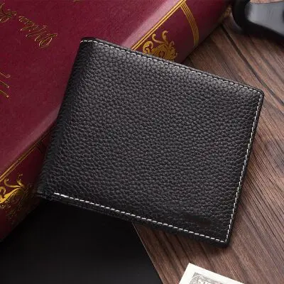 Echte kurze Herrenbrieftasche, ultradünn, quer, aus Leder - 7