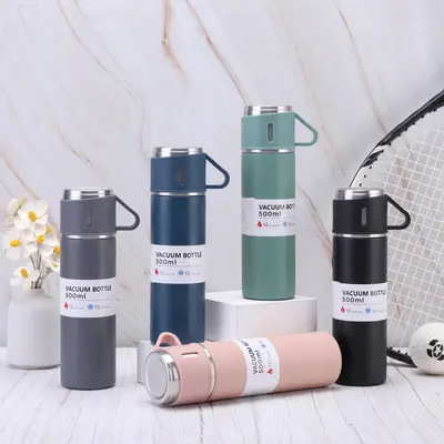 Three-Lid Stainless Steel Insulated Mug Gift Box Set - 4