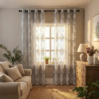 Nordic minimalist yarı karartma tül perde, katyonik renk bloklu, hazır - 10