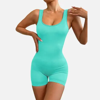 Dikişsiz sırt açık yoga tulumu, derin V yaka, kadın spor ve fitness kıyafeti, hızlı kuruya - 7
