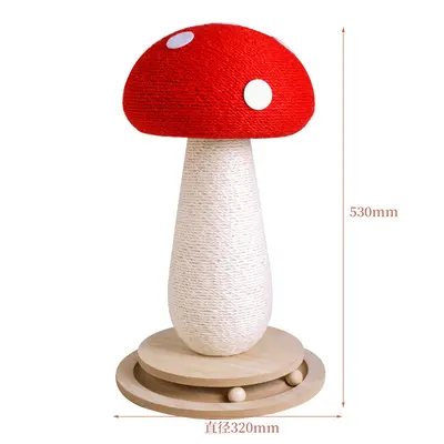 Large Vertical Cat Scratching Post with Mushroom Design Climbing Frame - 12