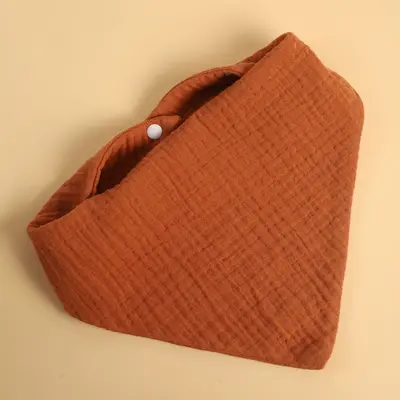 Baby drool cloth four-layer gauze baby absorbent triangle drool cloth bib, contrast color baby bib usable on both sides - 12