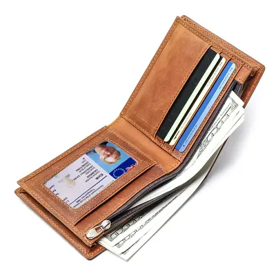 Genuine Cowhide Short Wallet, RFID Protection, Multi-Card Slots - 6
