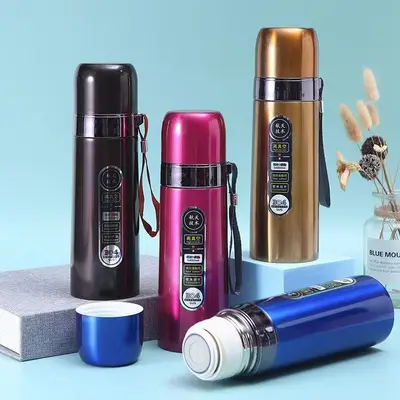 304 Paslanmaz Çelik Mermi Başlıklı Termos Kupa 500 ml Askılı - 5