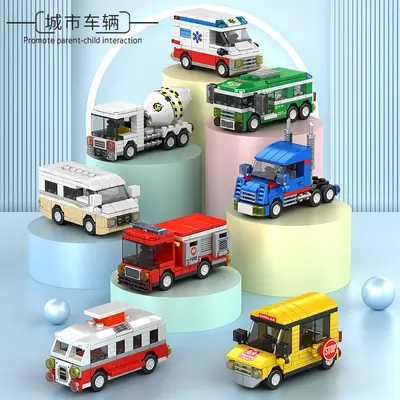 Oversized Building Block Set, Construction and Fire Truck - 3