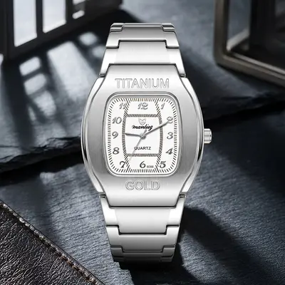 Fassform-Herrenuhr, Titanlegierung Stahlarmband - 13