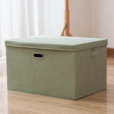 Foldable fabric clothing storage box with lid and drawers - 10
