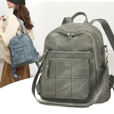 Women's PU Backpack, Large Capacity for Sports and Travel - 4